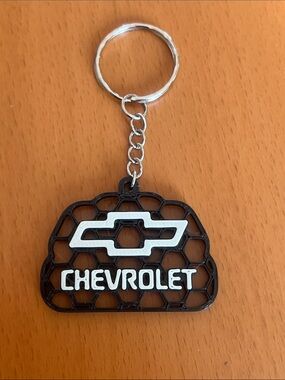 New Chevrolet Black & White Honeycomb Keychain
